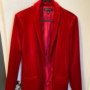 Holiday red velvet boyfriend blazer